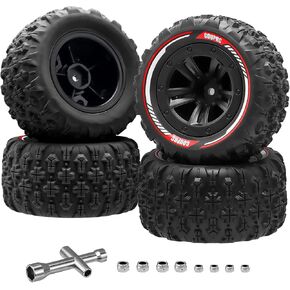 GOUPRC 12mm Hex RC Wheel Tires with Hood Pins Retainer Lock Clip Kit, 3.26 * 1.67 Inches 4PCS Swamp Claw Mud Terrain Tires Accessories for 1/14 1/16 RC Car Crawler Buggy Truck in Saudi Arabia