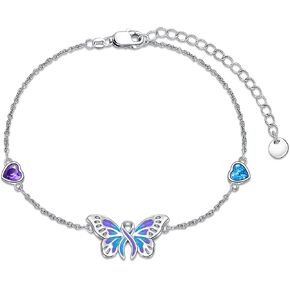 YAFEINI Suicide Awareness Bracelets Sterling Silver Suicide Prevention Awareness Ribbon Bracelet Butterfly Jewelry for Women in Saudi Arabia