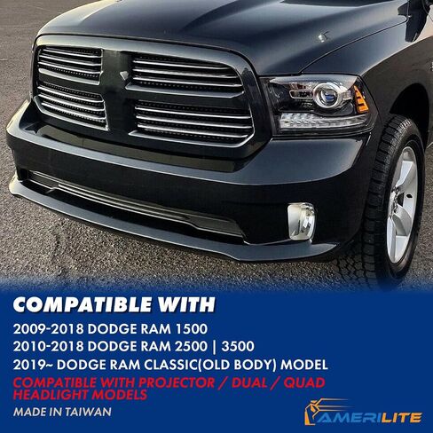 Amerilite لعام 2009-2018 دودج رام 1500 2500 3500 كلا النموذجين تبديل LED مصقفة بديل الأسود مجموعة مجموعة المصباح الأمامي - SDANGER و DRIVER in Saudi Arabia
