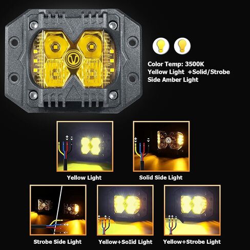 قرون مكبّة Amber Flush Mount ، وأضواء قيادة على الطرق الوعرة 3 بوصات 40W مع وظيفة مطلق النار الجانبي وشعاع التحرير والسرد الموضعي ، IP68 مصباح عمل مقاوم للماء لـ Jeep ، ATV ، شاحنات ، سيارات الدفع الرباعي ، F150 ، حزمة 2 in Saudi Arabia
