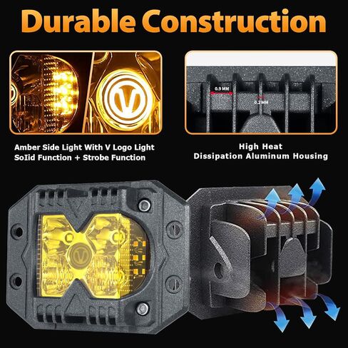 قرون مكبّة Amber Flush Mount ، وأضواء قيادة على الطرق الوعرة 3 بوصات 40W مع وظيفة مطلق النار الجانبي وشعاع التحرير والسرد الموضعي ، IP68 مصباح عمل مقاوم للماء لـ Jeep ، ATV ، شاحنات ، سيارات الدفع الرباعي ، F150 ، حزمة 2 in Saudi Arabia