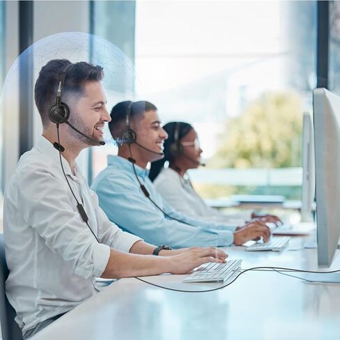 سماعة رأس Arama مع ميكروفون، سماعة رأس مع ميكروفون للكمبيوتر الشخصي، سماعة USB مع ميكروفون لإلغاء الضوضاء للكمبيوتر المحمول، سماعة كمبيوتر سلكية مع كتم صوت للمكتب المنزلي عبر الإنترنت، Skype Zoom Meetingsc in Kuwait