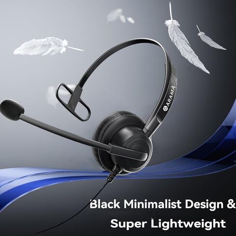 سماعة رأس Arama مع ميكروفون، سماعة رأس مع ميكروفون للكمبيوتر الشخصي، سماعة USB مع ميكروفون لإلغاء الضوضاء للكمبيوتر المحمول، سماعة كمبيوتر سلكية مع كتم صوت للمكتب المنزلي عبر الإنترنت، Skype Zoom Meetingsc in Kuwait