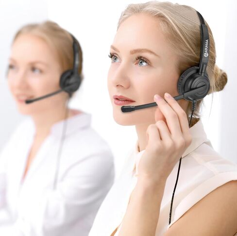 سماعة رأس Arama مع ميكروفون، سماعة رأس مع ميكروفون للكمبيوتر الشخصي، سماعة USB مع ميكروفون لإلغاء الضوضاء للكمبيوتر المحمول، سماعة كمبيوتر سلكية مع كتم صوت للمكتب المنزلي عبر الإنترنت، Skype Zoom Meetingsc in Kuwait