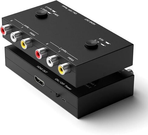 OseTub 4-Port RCA to HDMI Converter with Dual AV Inputs, 1080P Composite to HDMI Adapter, Supports 16:9/4:3, PAL/NTSC Compatible for Sega, Xbox, PS1/2/3, Wii, N64, VHS, VCRs, DVD Players in Saudi Arabia