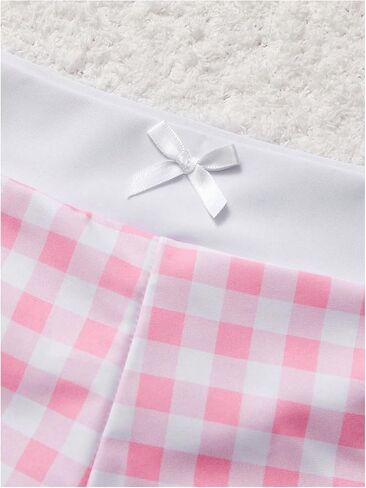 Shenhe Women's Y2K gingham bow bikini مجموعة 2 قطعة مثلث الرسن boyshort ملابس السباحة in Kuwait