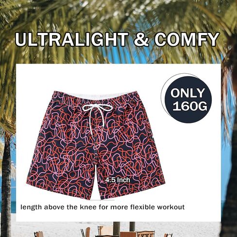 Mens 5 Inch Quick-Dry Swim Trunks with Mesh Lining Mens Swim Shorts Elastic Waist for Beach, Surfing in Saudi Arabia