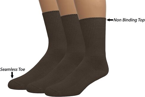 EMEM Apparel Women's Diabetic Crew Cotton Socks | Non-Binding Loose Top | Seamless Toe | 3-Pair | Plus Size Available in Kuwait
