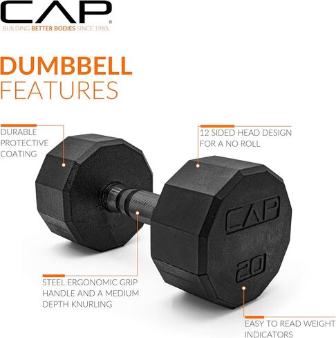 مجموعة أثقال الدمبل السداسية المطلية بوزن 100 رطل من CAP Barbell مع قبضة مريحة ورف عمودي in Kuwait
