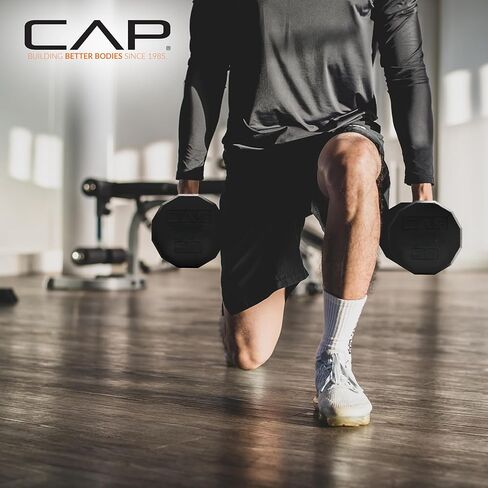 مجموعة أثقال الدمبل السداسية المطلية بوزن 100 رطل من CAP Barbell مع قبضة مريحة ورف عمودي in Kuwait