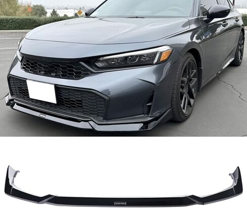 Front Lip Compatibility with 2025 UP Civic 11.5th Gen Yofer Style Front Bumper Chin Lip Spoiler Splitter Kit Gloss Black in Kuwait