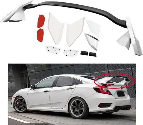 ZXMOTO Fit for Honda Civic 4 Door Sedan 2016 2017 2018 2019 2020 2021 2 Tone White BLK Type R Style Spoiler Wing in Saudi Arabia