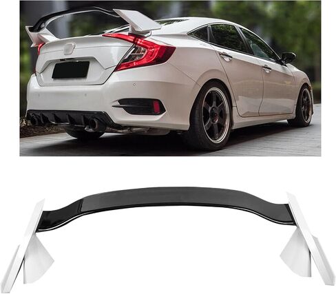 ZXMOTO Fit for Honda Civic 4 Door Sedan 2016 2017 2018 2019 2020 2021 2 Tone White BLK Type R Style Spoiler Wing in Saudi Arabia