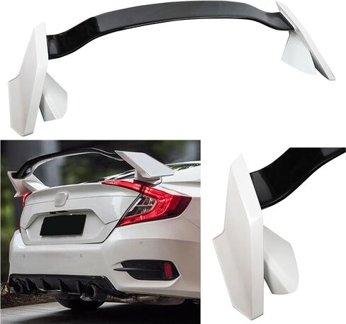 ZXMOTO Fit for Honda Civic 4 Door Sedan 2016 2017 2018 2019 2020 2021 2 Tone White BLK Type R Style Spoiler Wing in Saudi Arabia