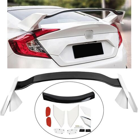 ZXMOTO Fit for Honda Civic 4 Door Sedan 2016 2017 2018 2019 2020 2021 2 Tone White BLK Type R Style Spoiler Wing in Saudi Arabia