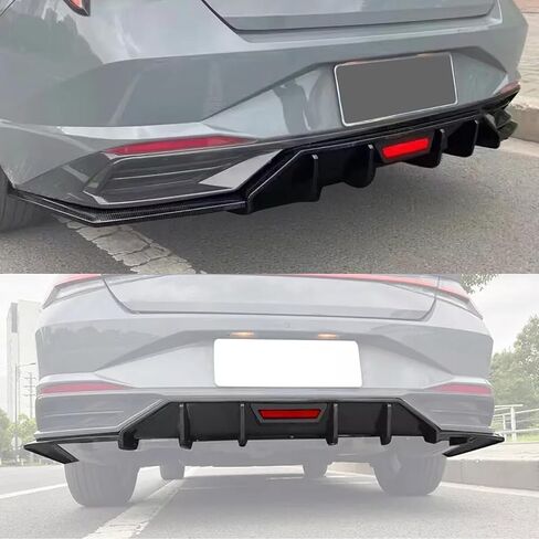 Diffuer المصد الخلفي مع ضوء الفرامل ل Hyundai Elantra 2021-2023 سيدان 4 أبواب KDM لمعان الأسود الناشر الخلفي واقي الشفة الوفير in Saudi Arabia