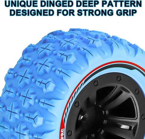 GOUPRC 12mm Hex RC Wheel Tires with Hood Pins Retainer Lock Clip Kit, 3.26 * 1.67 Inches 4PCS Swamp Claw Mud Terrain Tires Accessories for 1/14 1/16 RC Car Crawler Buggy Truck in Kuwait