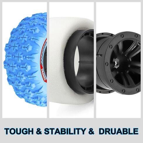 GOUPRC 12mm Hex RC Wheel Tires with Hood Pins Retainer Lock Clip Kit, 3.26 * 1.67 Inches 4PCS Swamp Claw Mud Terrain Tires Accessories for 1/14 1/16 RC Car Crawler Buggy Truck in Kuwait