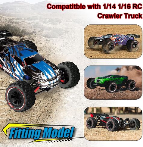 GOUPRC 12mm Hex RC Wheel Tires with Hood Pins Retainer Lock Clip Kit, 3.26 * 1.67 Inches 4PCS Swamp Claw Mud Terrain Tires Accessories for 1/14 1/16 RC Car Crawler Buggy Truck in Kuwait