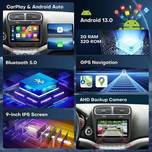 راديو السيارة لـ Dodge Journey 2011-2019 استبدال راديو ستيريو 8Core 4+64G 9.7 بوصة شاشة تعمل باللمس مع Carplay اللاسلكي وAndroid Auto 4G LTE WiFi SWC DSP كاميرا AHD مجانية بلوتوث in Kuwait