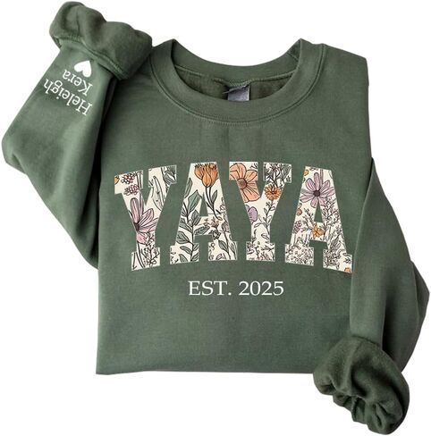 Custom Floral Grandma Sweatshirt, Personalized Hoodie, Custom Nana, Auntie, Mimi Sweatshirt, Thoughtful Gift for Grandma in Saudi Arabia