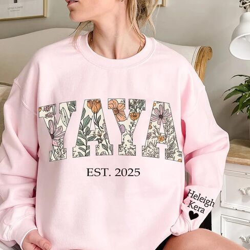 Custom Floral Grandma Sweatshirt, Personalized Hoodie, Custom Nana, Auntie, Mimi Sweatshirt, Thoughtful Gift for Grandma in Saudi Arabia
