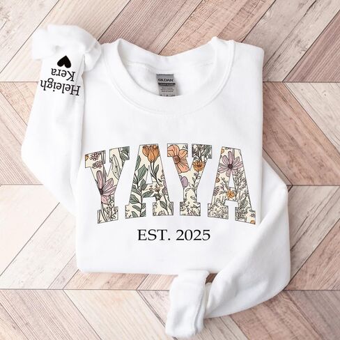 Custom Floral Grandma Sweatshirt, Personalized Hoodie, Custom Nana, Auntie, Mimi Sweatshirt, Thoughtful Gift for Grandma in Saudi Arabia