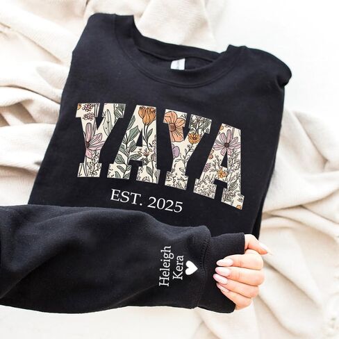Custom Floral Grandma Sweatshirt, Personalized Hoodie, Custom Nana, Auntie, Mimi Sweatshirt, Thoughtful Gift for Grandma in Saudi Arabia