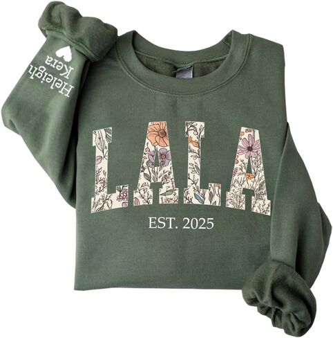 Custom Floral Grandma Sweatshirt, Personalized Hoodie, Custom Nana, Auntie, Mimi Sweatshirt, Thoughtful Gift for Grandma in Saudi Arabia