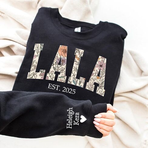 Custom Floral Grandma Sweatshirt, Personalized Hoodie, Custom Nana, Auntie, Mimi Sweatshirt, Thoughtful Gift for Grandma in Saudi Arabia