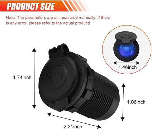 2 Pack 12V Scareette Wighter Socket ، Universal Auto Power Outlet Outlet Proceptacle Process للدراجة النارية Marine Marine ATV مع فتيل الأسلاك وقابس مقاوم للماء (الضوء الأسطواني/الأزرق) in Saudi Arabia