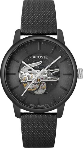 lacoste.12.12 ساعة الرجال أوتوماتيكية للرجال - حزام جلدي رياضي - مقاوم للماء حتى 5atm/50 مترًا - ساعة أزياء ذاتية - هدية له - 44 ملم in Kuwait