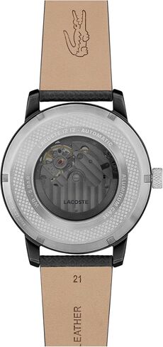 lacoste.12.12 ساعة الرجال أوتوماتيكية للرجال - حزام جلدي رياضي - مقاوم للماء حتى 5atm/50 مترًا - ساعة أزياء ذاتية - هدية له - 44 ملم in Kuwait
