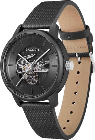 lacoste.12.12 ساعة الرجال أوتوماتيكية للرجال - حزام جلدي رياضي - مقاوم للماء حتى 5atm/50 مترًا - ساعة أزياء ذاتية - هدية له - 44 ملم in Kuwait