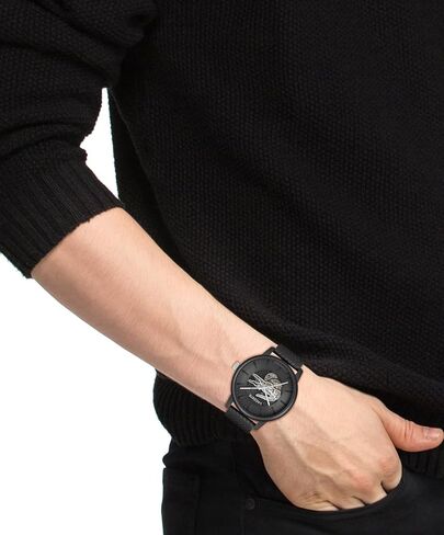 lacoste.12.12 ساعة الرجال أوتوماتيكية للرجال - حزام جلدي رياضي - مقاوم للماء حتى 5atm/50 مترًا - ساعة أزياء ذاتية - هدية له - 44 ملم in Kuwait