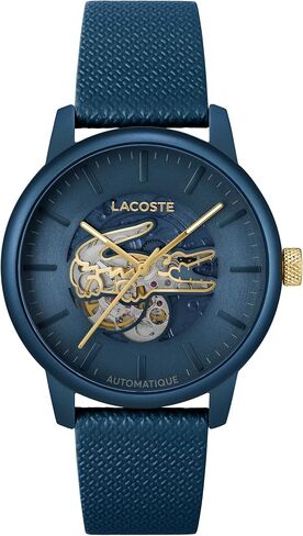 lacoste.12.12 ساعة الرجال أوتوماتيكية للرجال - حزام جلدي رياضي - مقاوم للماء حتى 5atm/50 مترًا - ساعة أزياء ذاتية - هدية له - 44 ملم in Saudi Arabia