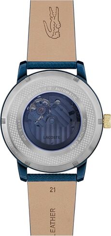 lacoste.12.12 ساعة الرجال أوتوماتيكية للرجال - حزام جلدي رياضي - مقاوم للماء حتى 5atm/50 مترًا - ساعة أزياء ذاتية - هدية له - 44 ملم in Saudi Arabia