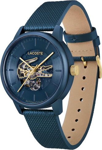 lacoste.12.12 ساعة الرجال أوتوماتيكية للرجال - حزام جلدي رياضي - مقاوم للماء حتى 5atm/50 مترًا - ساعة أزياء ذاتية - هدية له - 44 ملم in Saudi Arabia