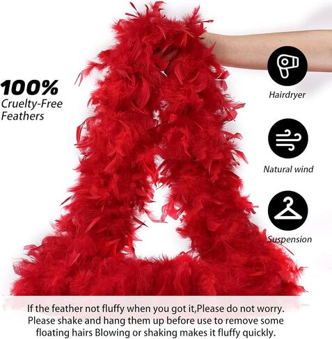 Feathers Boas Turkey Feathers 2pcs 45g for DIY Crafts Wedding Party Halloween Costume,Christmas,Concert Feathers boa in Kuwait