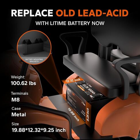 Litime 51.2V (48V) 60ah Lithium Golf Cart Battery ، بطارية BMS 120A BMS ، 15000 دورة قابلة لإعادة الشحن ، تدعم محركًا يصل إلى 4 كيلو وات ، مكون من 6.14 كيلو واط مستمر ، مثالي لعربات الجولف in Saudi Arabia
