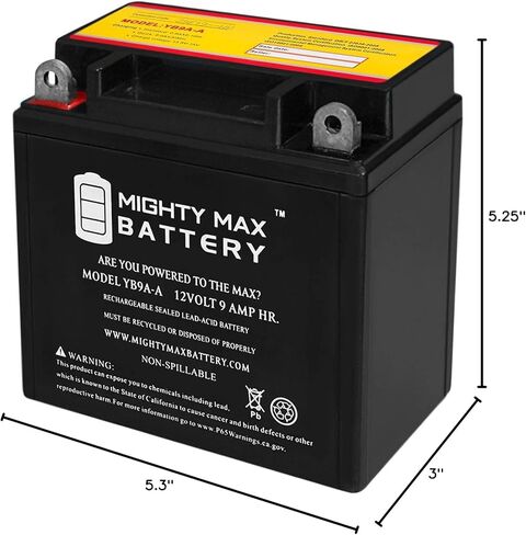 Mighty Max Battery YB9A-A 12V 9AH Battery Replaces Suzuki QuadRunner LT-F160 / ATC125 in Kuwait