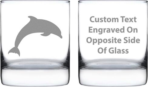 Dolphin Whiskey Rocks Glass - Beach Themed Gifts for Men & Women - Fun Whisky Drinking Tumbler Decor - Engraved 10 oz in Kuwait