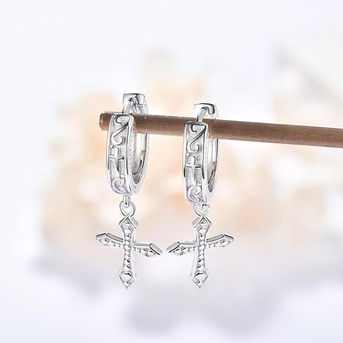 PRAYMOS 925 Sterling Silver Earrings Viking Runes Earrings for Men Women Small Hoop Earrings Men Hypoallergenic Huggie Earrings for Sensitive Ears in Kuwait