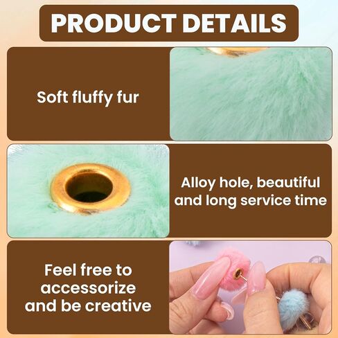 40pcs Colorful Soft Fluffy Beads, 0.23in Faux Fur Pom Pom Beads, Fuzzy Spacer Beads for Pens Earrings Keychains Hair Accessories Bag DIY Crafts- 10 Colors in Saudi Arabia