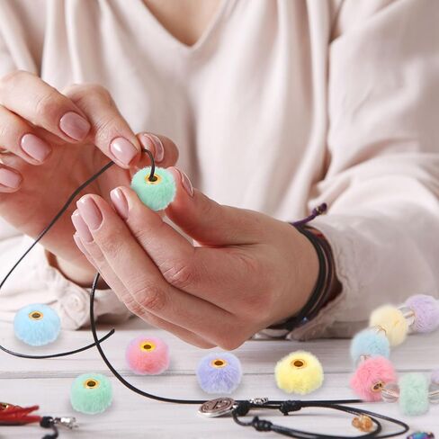 40pcs Colorful Soft Fluffy Beads, 0.23in Faux Fur Pom Pom Beads, Fuzzy Spacer Beads for Pens Earrings Keychains Hair Accessories Bag DIY Crafts- 10 Colors in Saudi Arabia