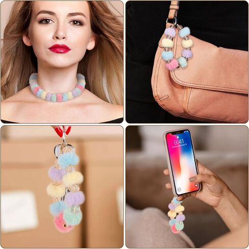 40pcs Colorful Soft Fluffy Beads, 0.23in Faux Fur Pom Pom Beads, Fuzzy Spacer Beads for Pens Earrings Keychains Hair Accessories Bag DIY Crafts- 10 Colors in Saudi Arabia