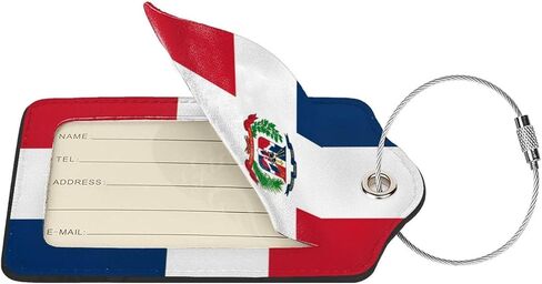 Flag of The Dominican Republic 2-Pack Leather Luggage Tag Set, Travel Luggage Tags with Privacy Id Label, Stainless Steel Ring and Address Card for Men and Women Travel in Kuwait