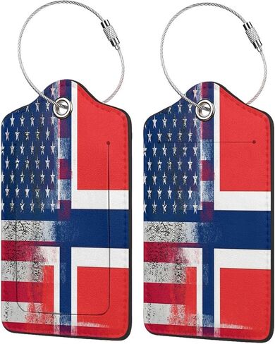 Flag of The Dominican Republic 2-Pack Leather Luggage Tag Set, Travel Luggage Tags with Privacy Id Label, Stainless Steel Ring and Address Card for Men and Women Travel in Kuwait