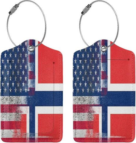 Flag of The Dominican Republic 2-Pack Leather Luggage Tag Set, Travel Luggage Tags with Privacy Id Label, Stainless Steel Ring and Address Card for Men and Women Travel in Kuwait