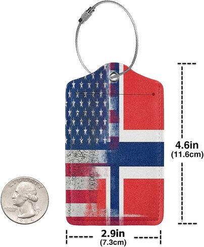 Flag of The Dominican Republic 2-Pack Leather Luggage Tag Set, Travel Luggage Tags with Privacy Id Label, Stainless Steel Ring and Address Card for Men and Women Travel in Kuwait